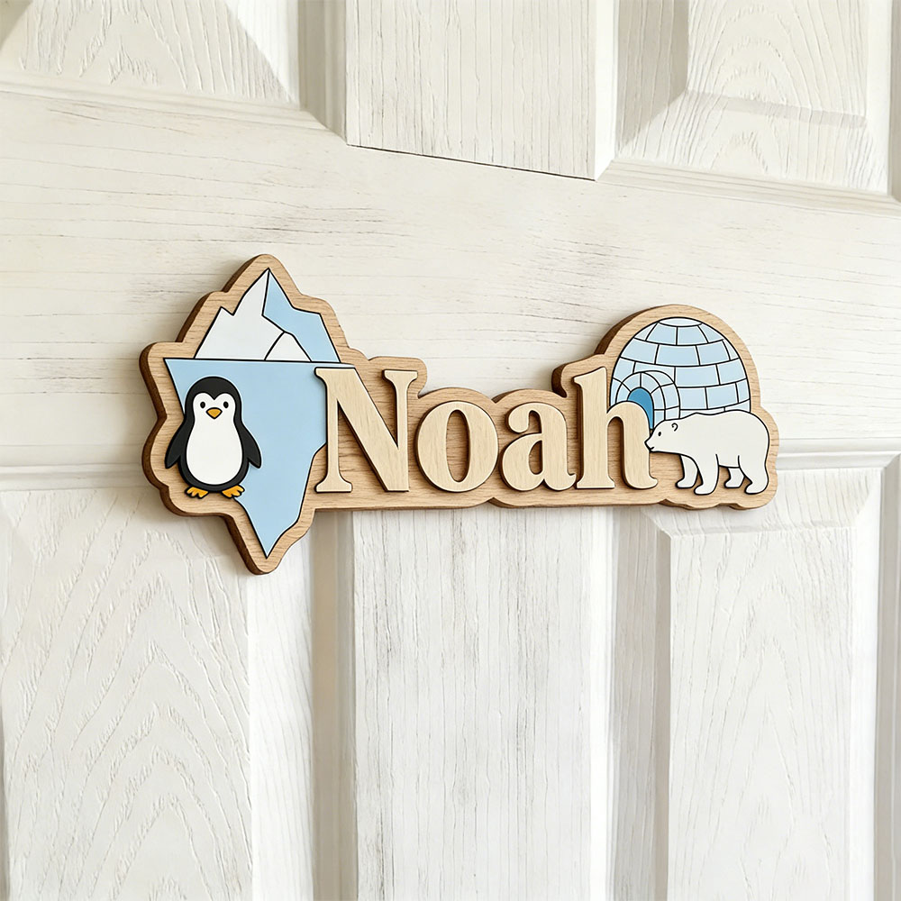 Woodworking For Beginners - Letrero Personalizado con Nombre de Pingüino